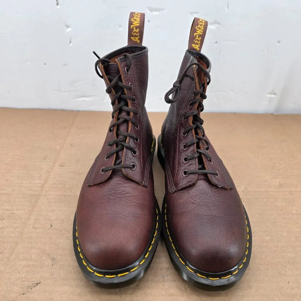 VTG Oiled Leather Dr Martens Made In England Boots  Brown Men's Sz 10  8 Eyelets - Picture 16 of 16